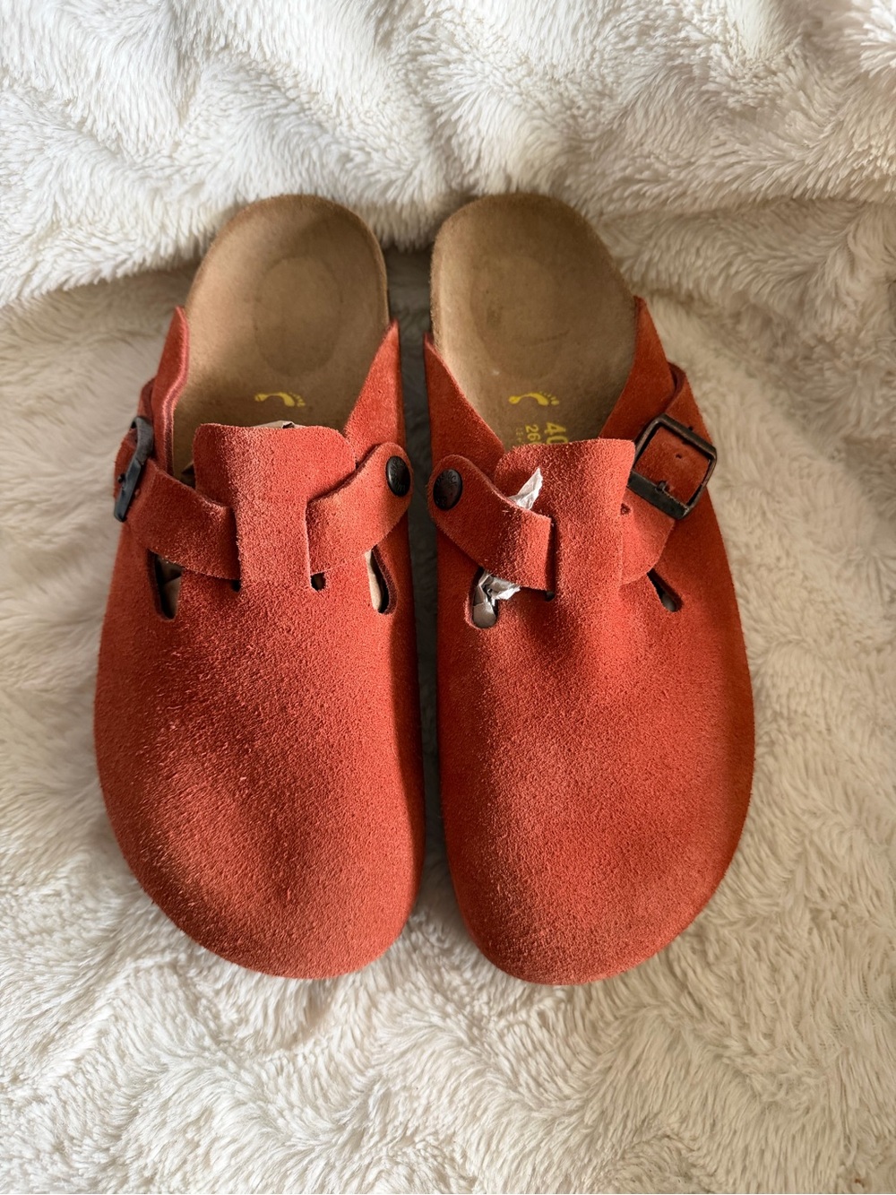 NEW!! Birkenstock Boston Suede Clog in Rust Orange - Picture 2 of 9